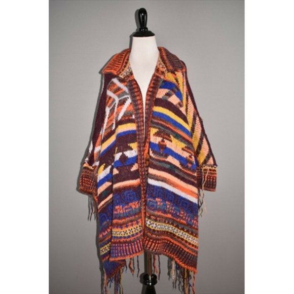 FREE PEOPLE NEW Follow The Arrow Fringe Poncho - Picture 5 of 9